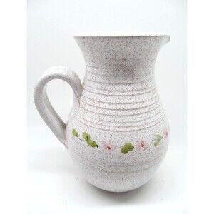 Vallauris Fait Main Poterie Artisanale 7 3/4"  Tall Floral Pitcher